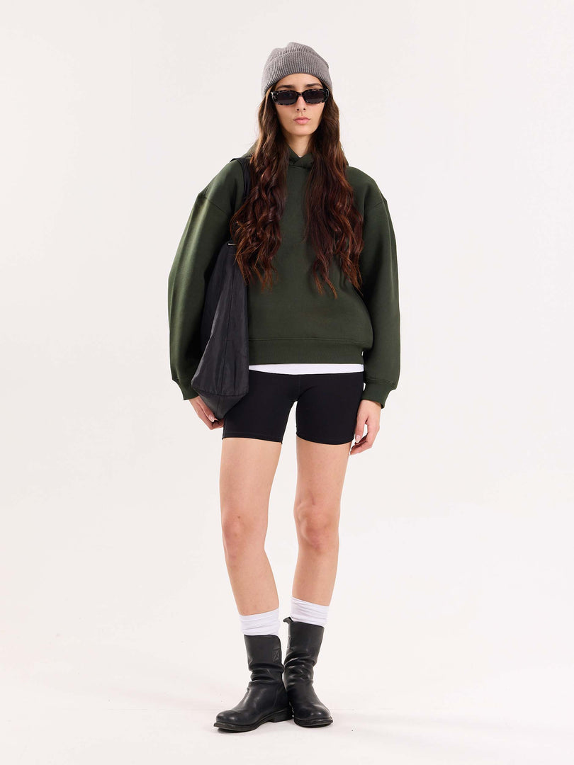 Dark Green Cropped Fit Hoodie ( Pre-Order )