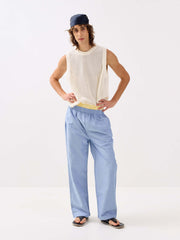 Blue Oxford Pull-on Pants