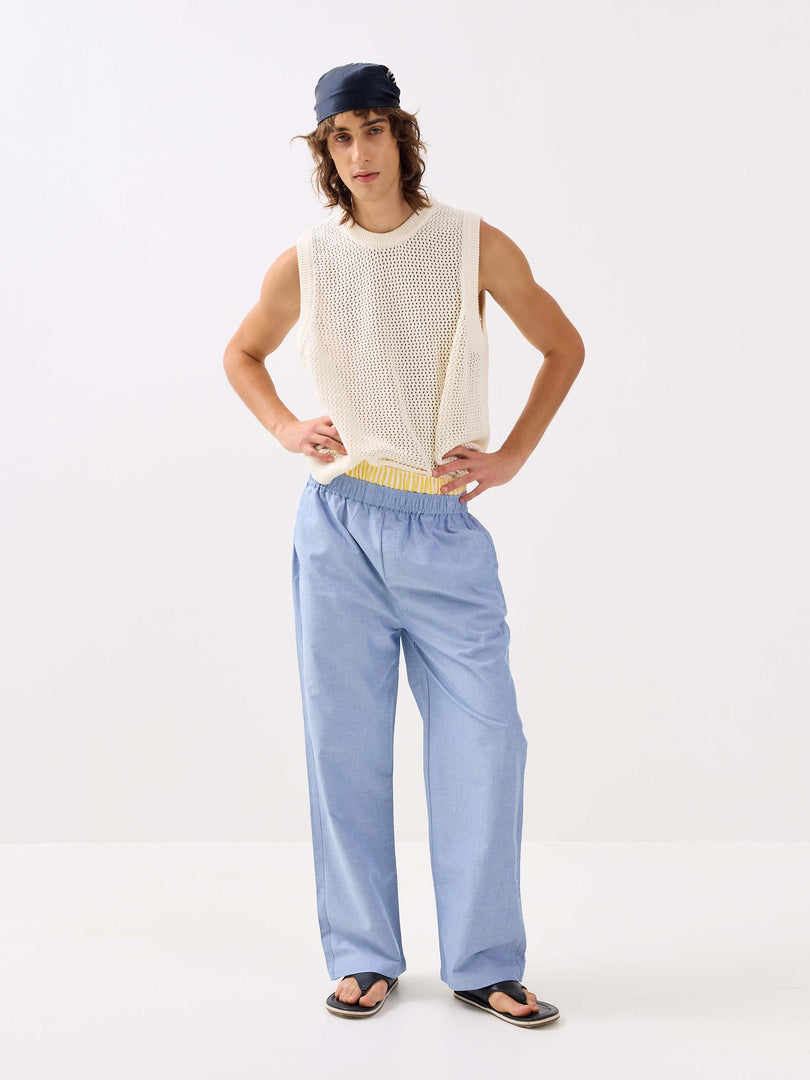 Blue Oxford Pull-on Pants