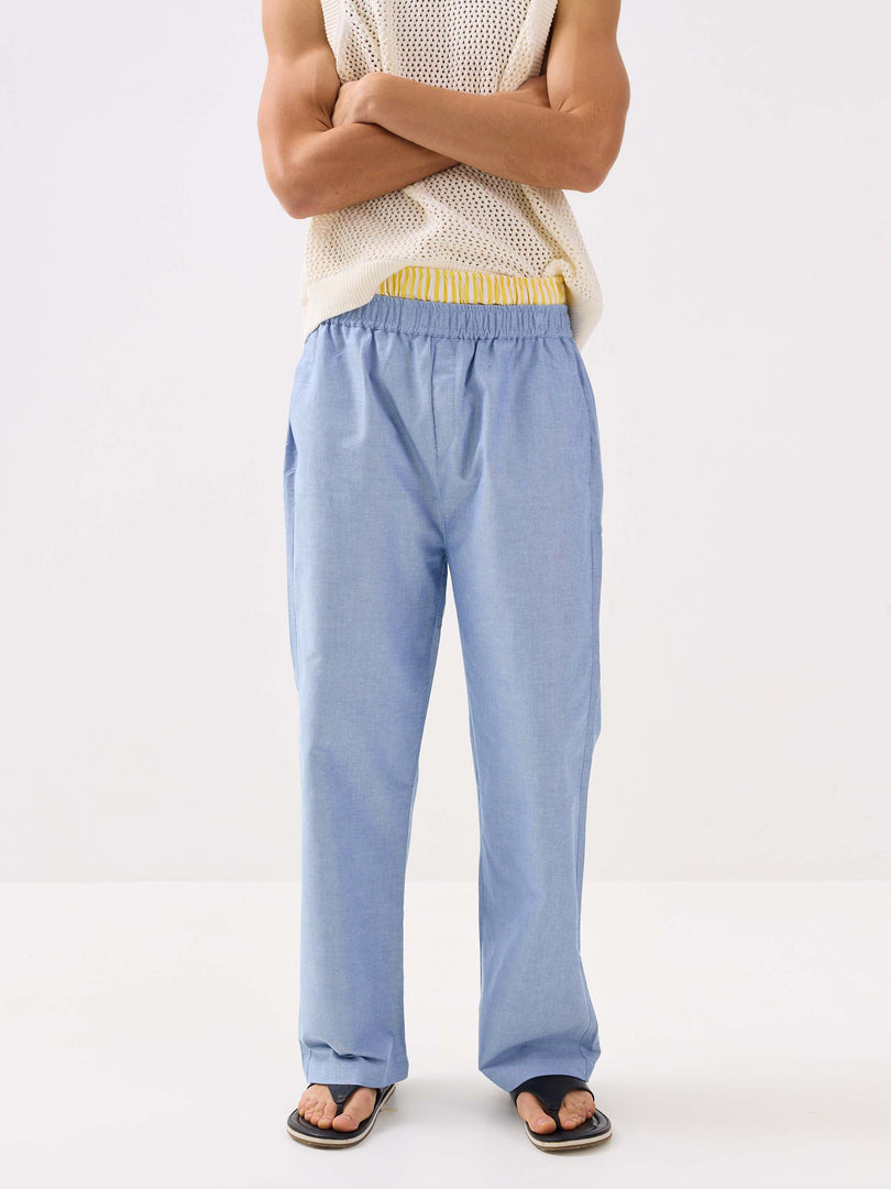 Blue Oxford Pull-on Pants