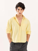 Load image into Gallery viewer, Butter Yellow Oversized Cropped Shirt (Pre-Order)
