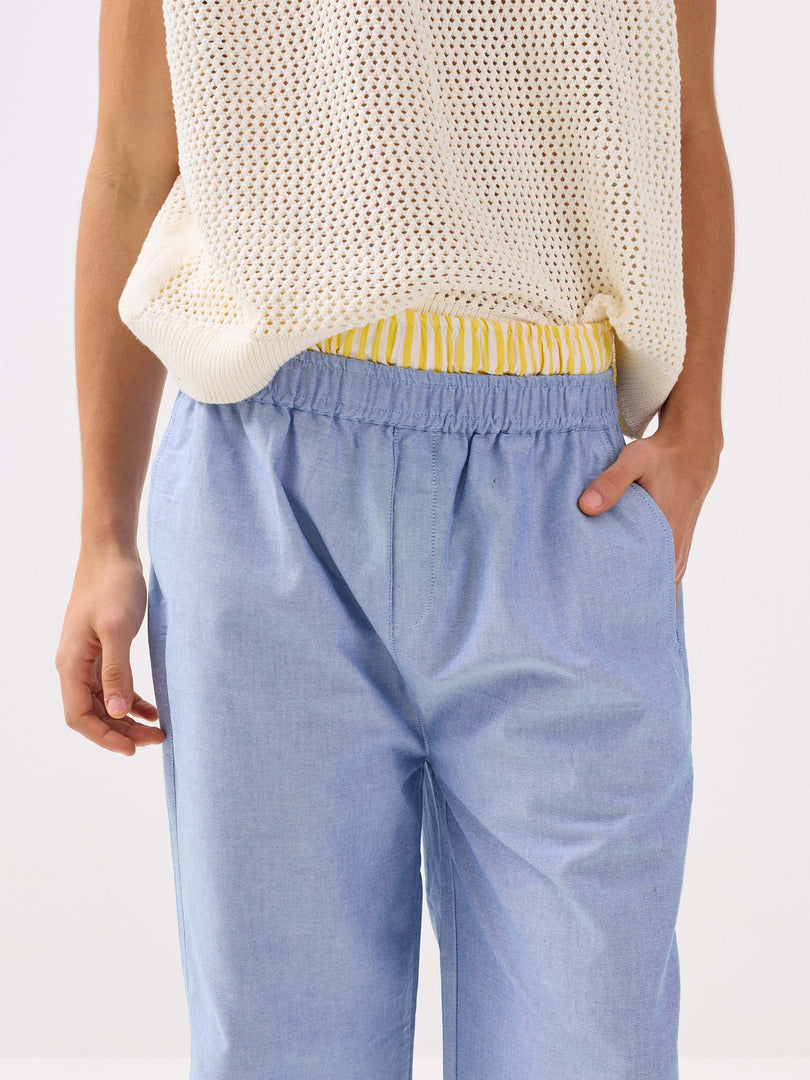 Blue Oxford Pull-on Pants