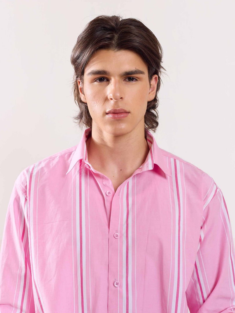 Pink Striped Poplin Shirt