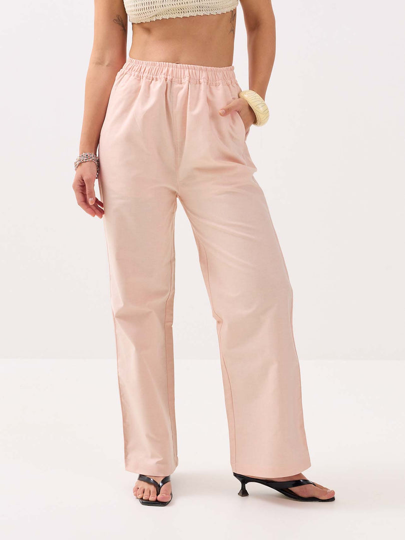 Light Peach Oxford Pull-on Pants