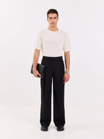 Load image into Gallery viewer, Black Pinstriped Baggy Fit Trousers
