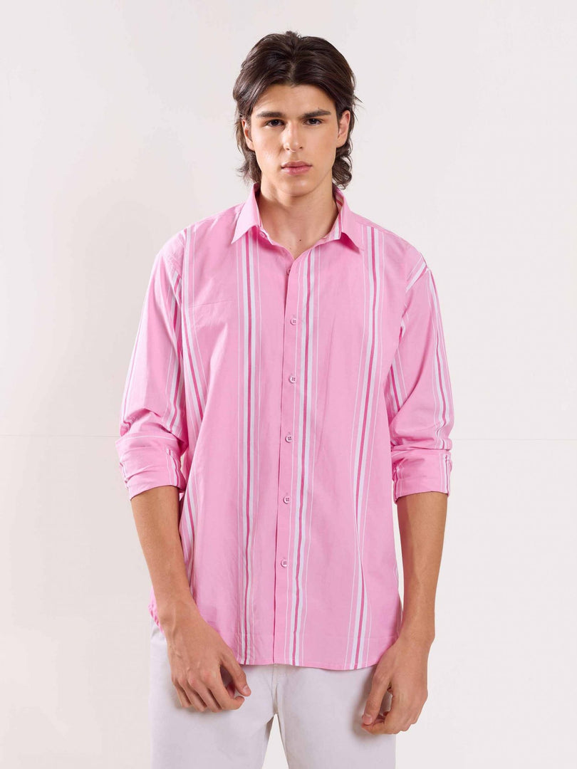 Pink Striped Poplin Shirt