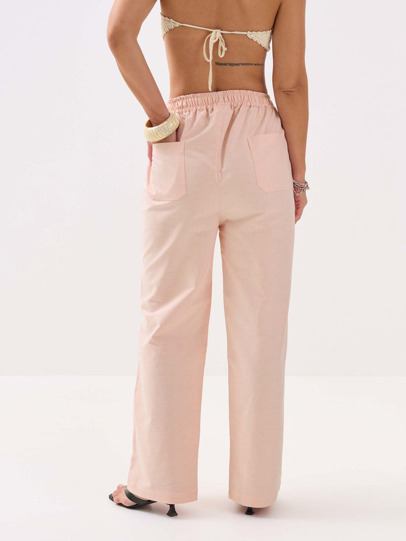 Light Peach Oxford Pull-on Pants