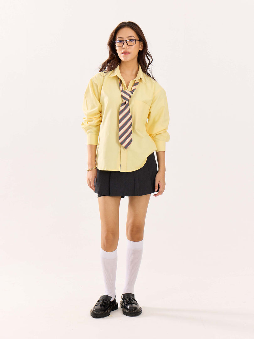 Butter Yellow Oversized Cropped Shirt (Pre-Order)