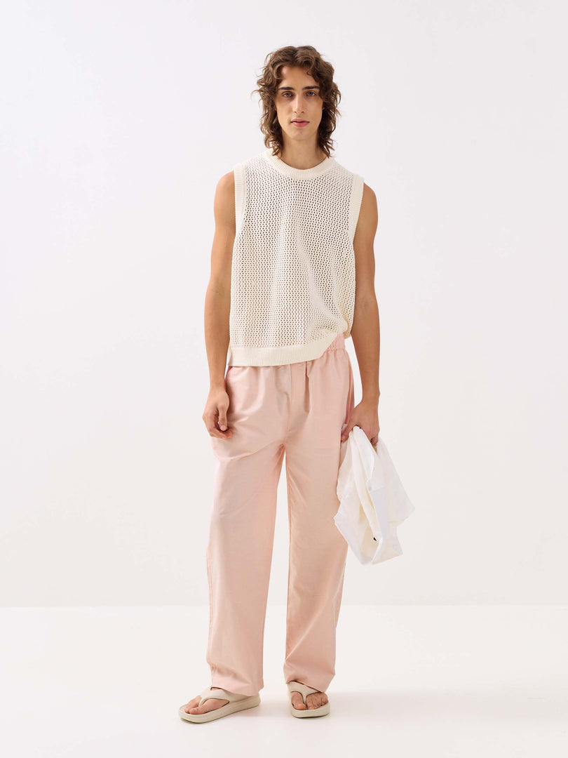 Light Peach Oxford Pull-on Pants