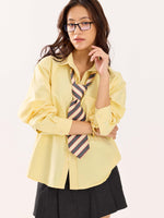 Load image into Gallery viewer, Butter Yellow Oversized Cropped Shirt (Pre-Order)
