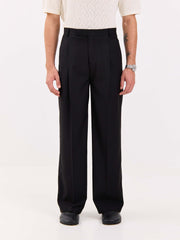 Black Pinstriped Baggy Fit Trousers