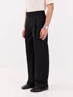 Load image into Gallery viewer, Black Pinstriped Baggy Fit Trousers
