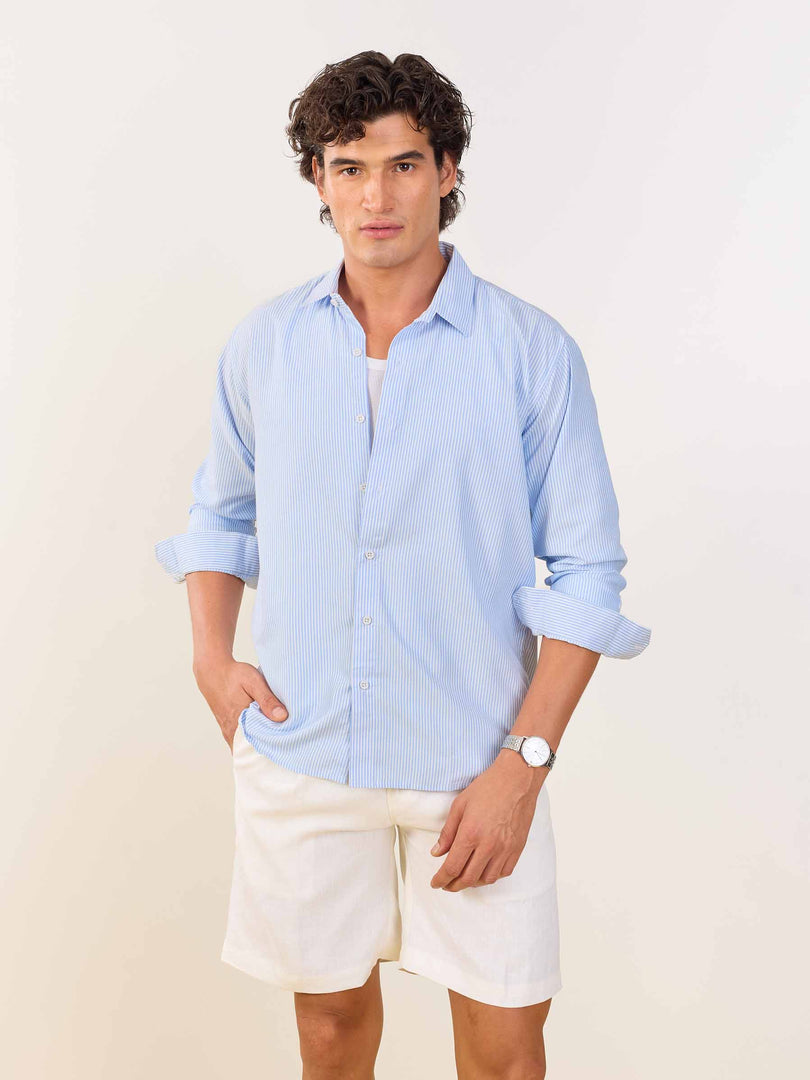 Relaxed Fit Blue Striped Shirt