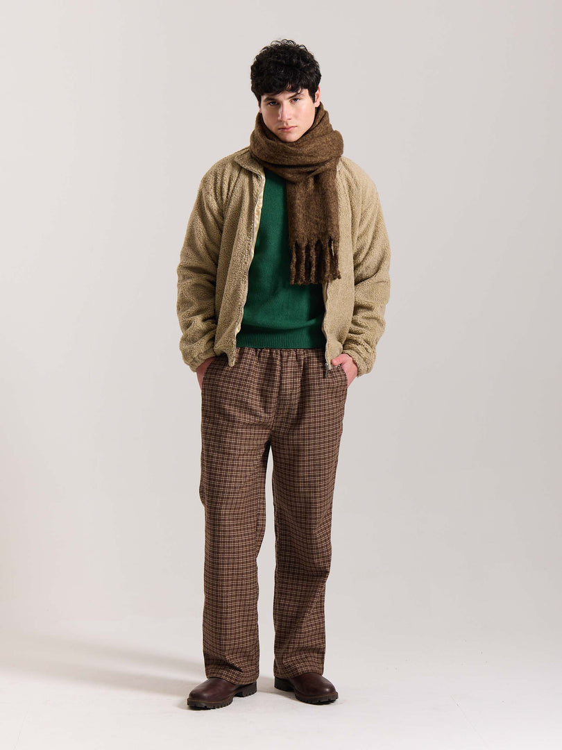 Brown Checkered Woolen Pants