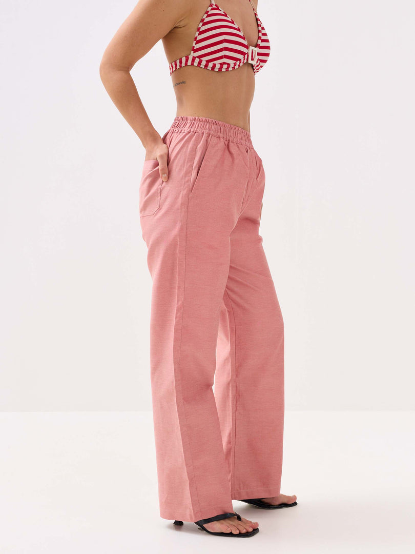 Red Oxford Pull-on Pants