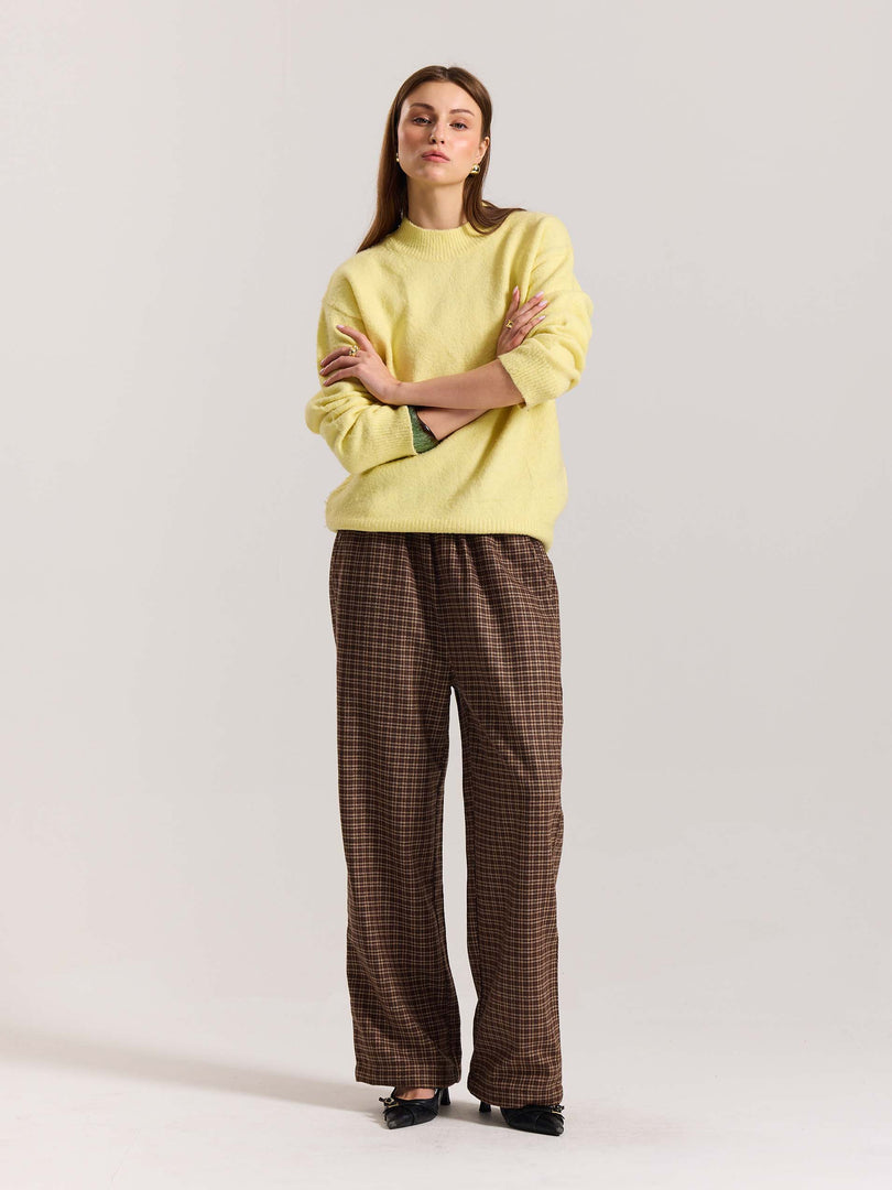 Brown Checkered Woolen Pants