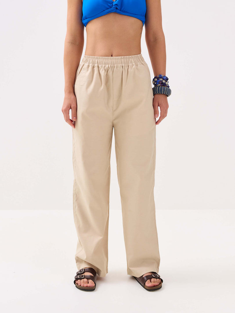 Beige Oxford Pull-on Pants