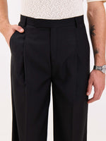 Load image into Gallery viewer, Black Pinstriped Baggy Fit Trousers
