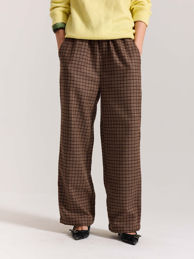 Brown Checkered Woolen Pants
