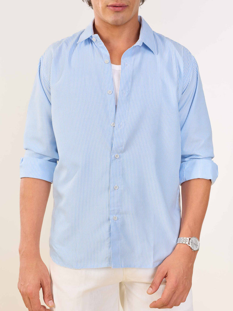 Relaxed Fit Blue Striped Shirt