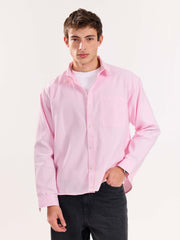 Pink Oversized Cropped Shirt