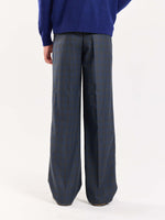 Load image into Gallery viewer, Blue &amp; Grey Checked Baggy Fit Trousers
