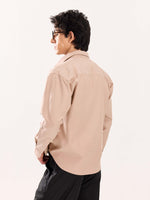 Load image into Gallery viewer, Beige Oversized Cropped Shirt (Pre-Order)
