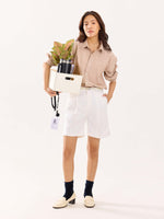 Load image into Gallery viewer, Beige Oversized Cropped Shirt (Pre-Order)
