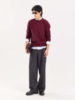 Load image into Gallery viewer, Burgundy &amp; Grey Checked Baggy Fit Trousers
