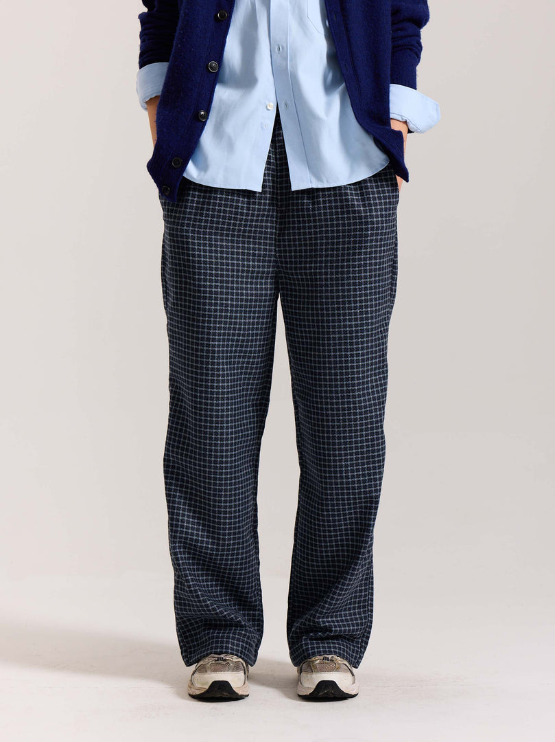 Blue Checkered Woolen Pants