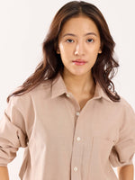 Load image into Gallery viewer, Beige Oversized Cropped Shirt (Pre-Order)

