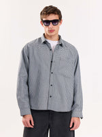 Load image into Gallery viewer, Black Checkered Oversized Cropped Shirt