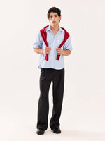 Load image into Gallery viewer, Blue Striped Oversized Cropped Shirt (Pre-Order)
