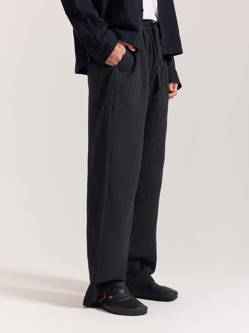 Black Gauze Pull-on Pants