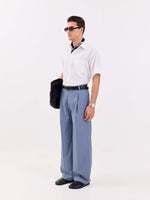 Load image into Gallery viewer, Light Blue Pinstriped Baggy Fit Trousers
