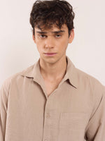 Load image into Gallery viewer, Beige Gauze Holiday Shirt
