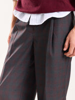 Load image into Gallery viewer, Burgundy &amp; Grey Checked Baggy Fit Trousers
