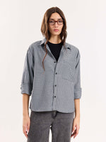 Load image into Gallery viewer, Black Checkered Oversized Cropped Shirt