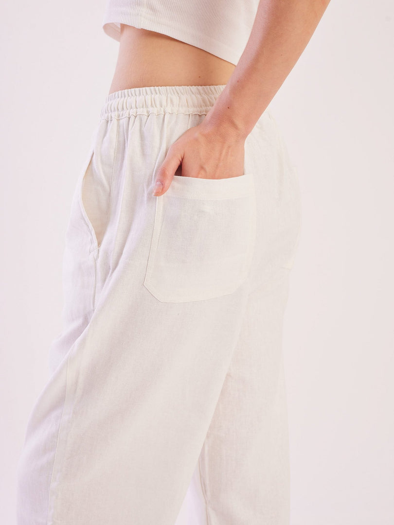 White Linen Pull-on Pants