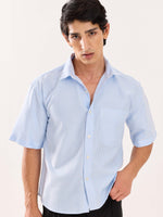 Load image into Gallery viewer, Blue Striped Oversized Cropped Shirt (Pre-Order)
