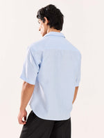 Load image into Gallery viewer, Blue Striped Oversized Cropped Shirt (Pre-Order)
