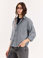 Load image into Gallery viewer, Black Checkered Oversized Cropped Shirt