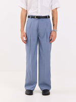 Load image into Gallery viewer, Light Blue Pinstriped Baggy Fit Trousers

