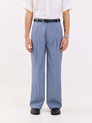 Light Blue Pinstriped Baggy Fit Trousers