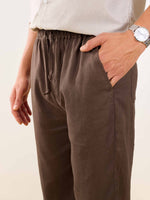 Load image into Gallery viewer, Dark Brown Linen Pull-on Pants
