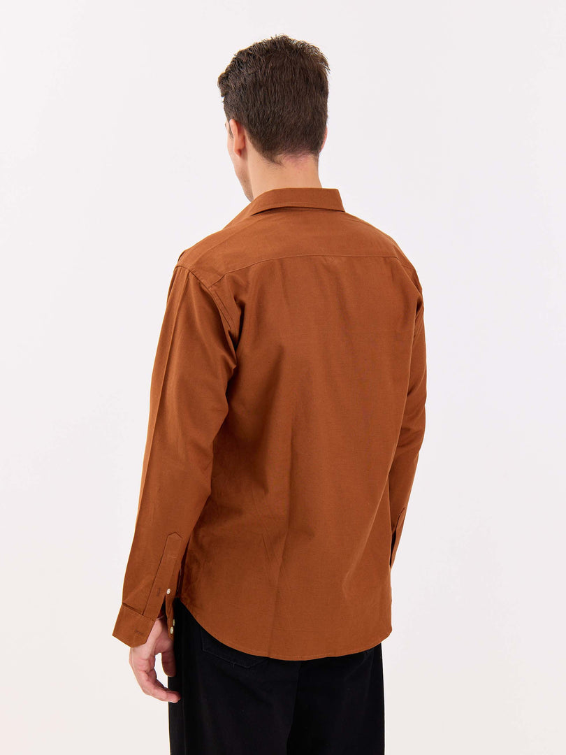 Rust Brown Linen-blend Shirt