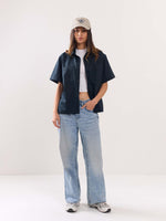 Load image into Gallery viewer, Dark Blue Twill Cropped Shirt

