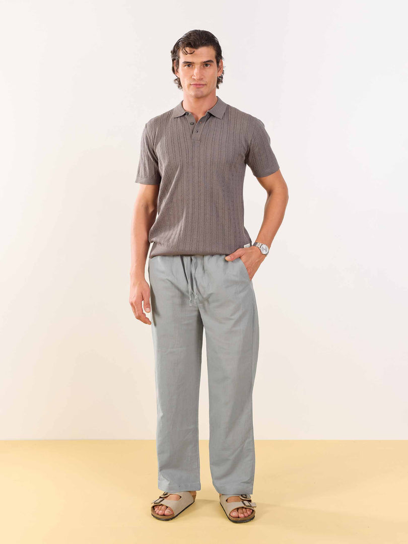 Stone Grey Linen Pull-on Pants