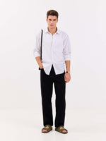 Load image into Gallery viewer, White &amp; Green Striped Linen-blend Shirt
