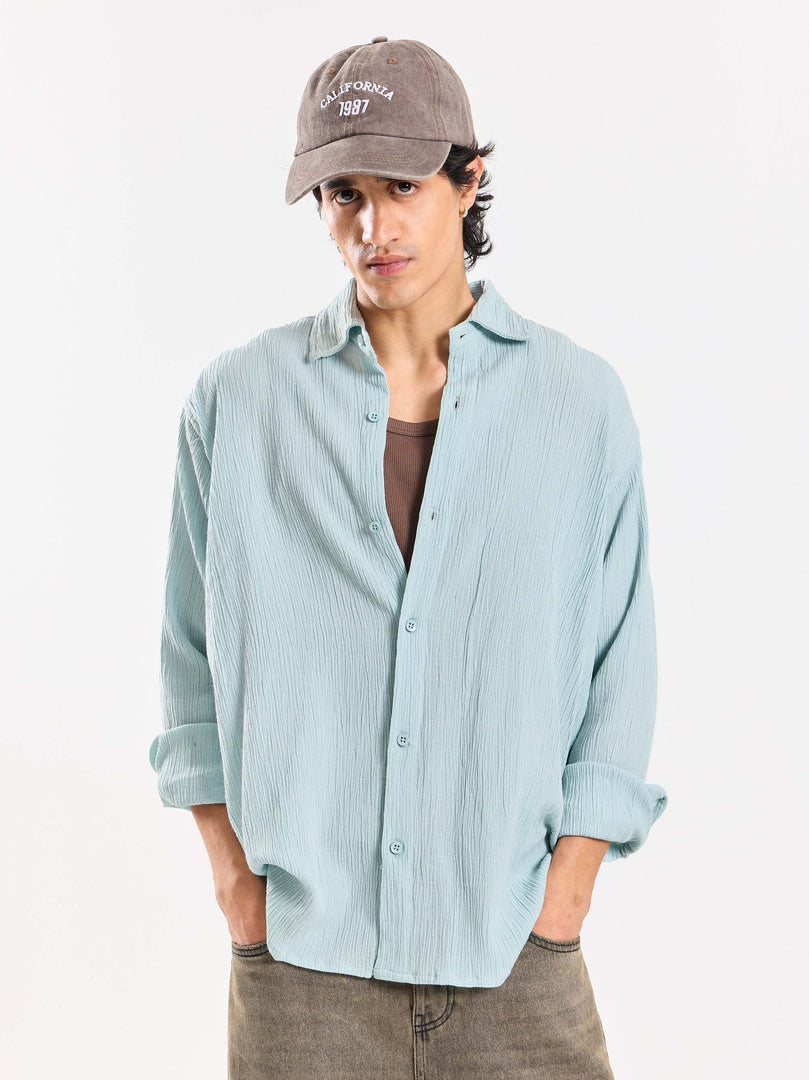 Light Blue Wrinkled Shirt